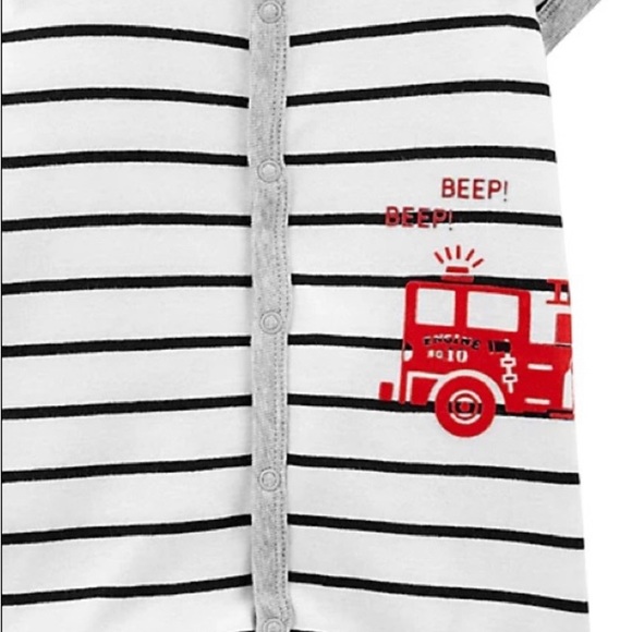 NWT Carter’s Fire Engine white Striped Romper Toddler Boy’s 24 Mth. NEW - Picture 2 of 7